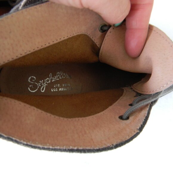 SEYCHELLES "TOWER" GRAY SUEDE BLOCK HEEL ANKLE BOOTS BOOTIES LACE-UP TIE SZ 7 - Picture 6 of 6